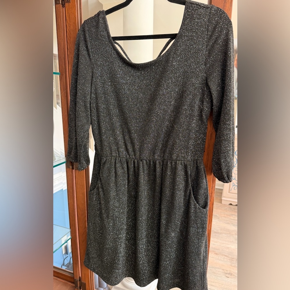 Lily Rose Black Knit Top with Silver Sparkle